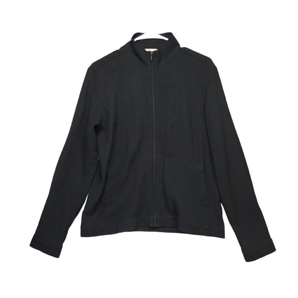 Exofficio Lightweight Jacket Womens Size M Black Zip Pockets Stretch Long Sleeve